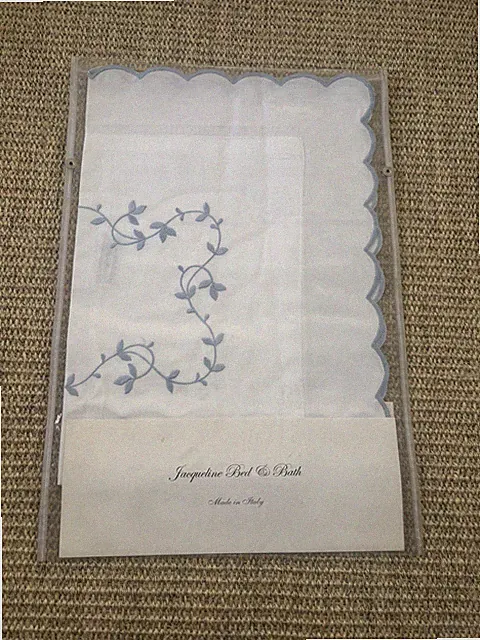 NIP Luxury Italian Embroidered Bedding, Egyptian Cotton Sateen New in Package