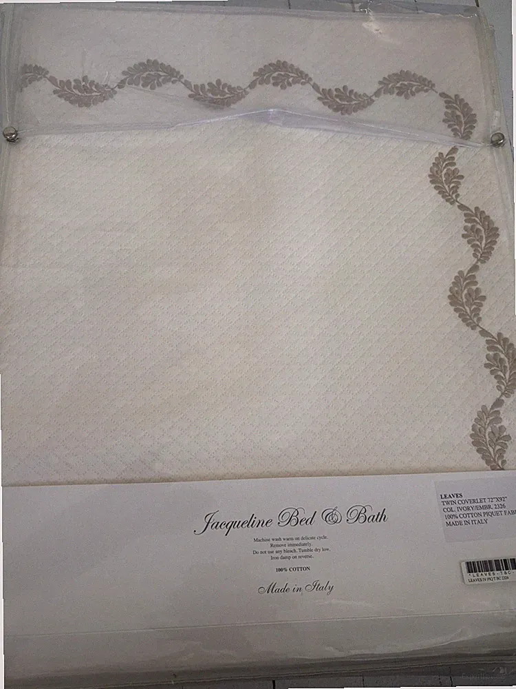 NIP Luxury Twin Flat Sheet, Fitted, Duvet, Coverlet Neck Roll Sham Embroidered