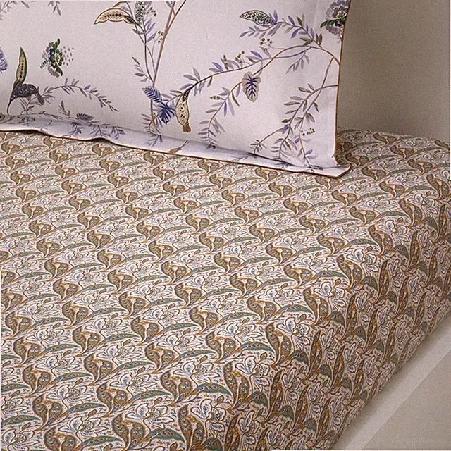 Yves Delorme GRIMANI FITTED SHEET 75x85" Palazzo Paisley Floral Graphics France